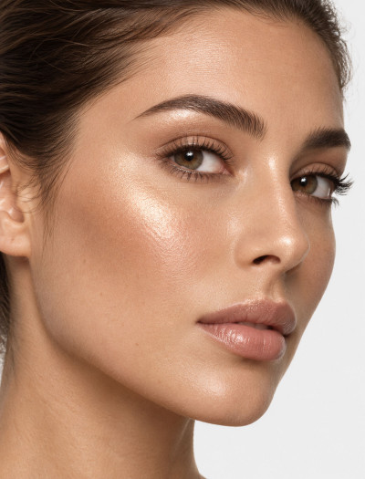 هایلایتر مایع بطری شیشه ای مات در رنگ شامپاینی