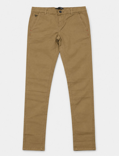 شلوار زنانه کتان نسکافه ای پی لس با برش مستقیم و جیب مورب