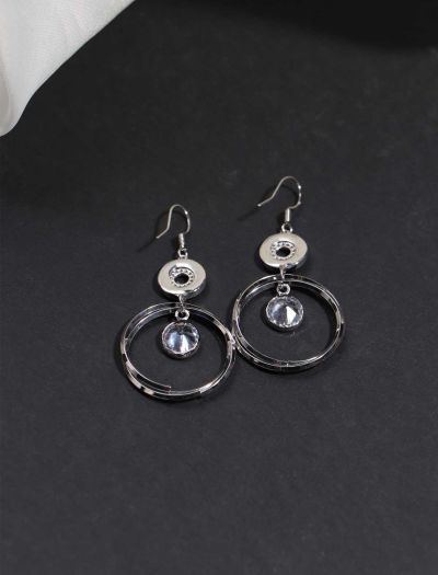 گوشواره زنانه حلقه ای کریستال نگین‌ دار 537