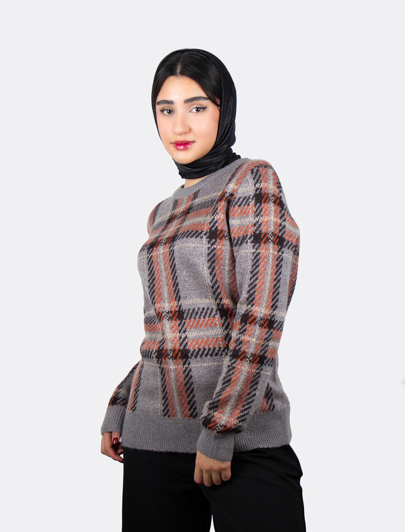 پلیور زنانه چهارخانه N544