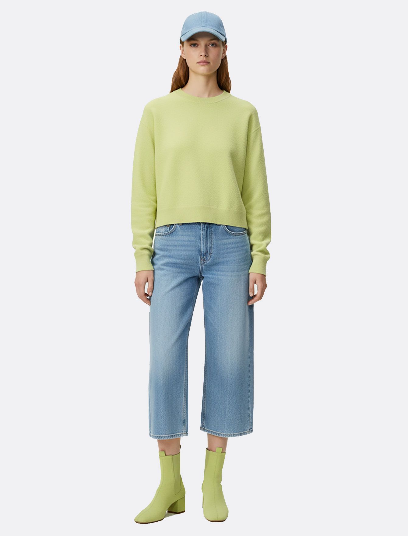 سویتر زنانه لیمویی یقه گرد