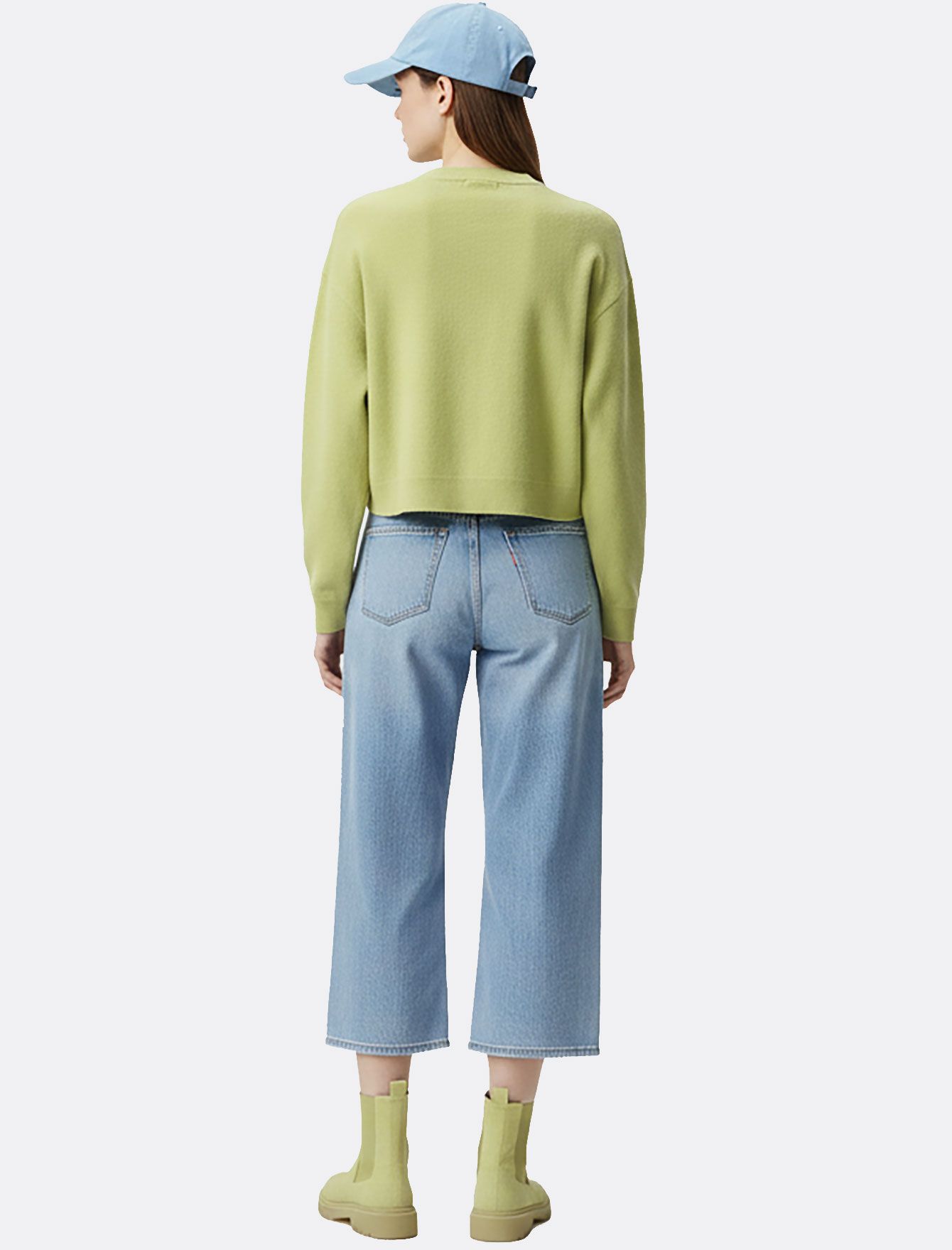 سویتر زنانه لیمویی یقه گرد