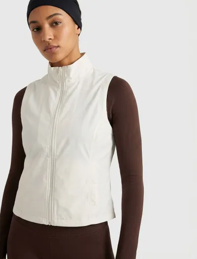 وست زنانه شیری یقه ایستاده