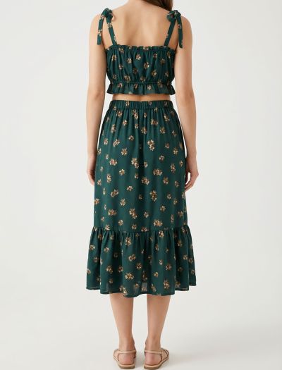 ست کراپ و دامن گل دار N968