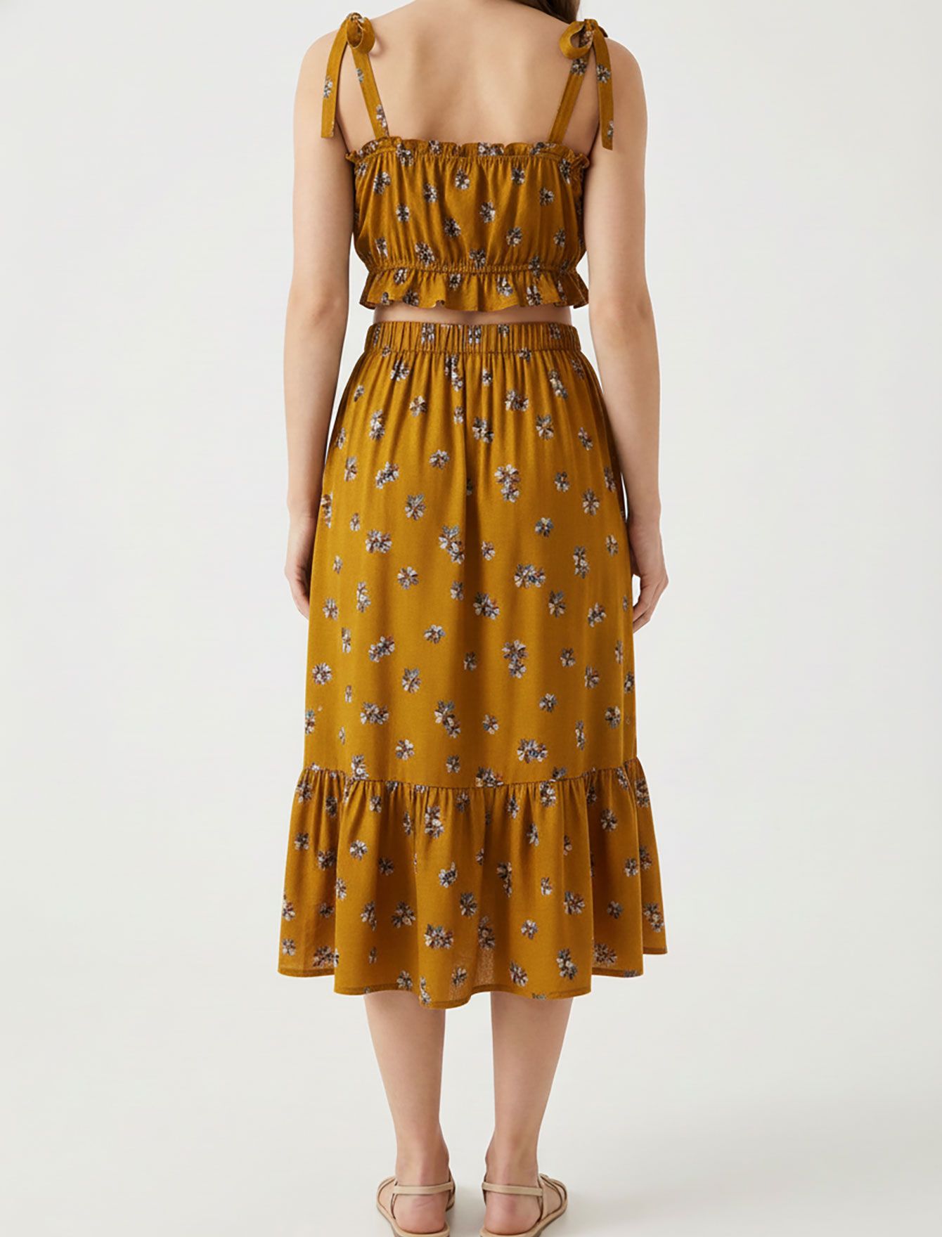 ست کراپ و دامن گل دار N968