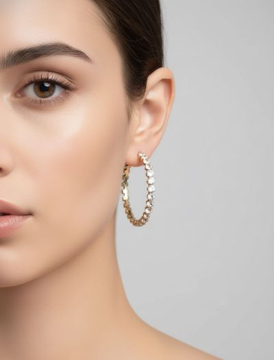 گوشواره حلقه ای نگین N980