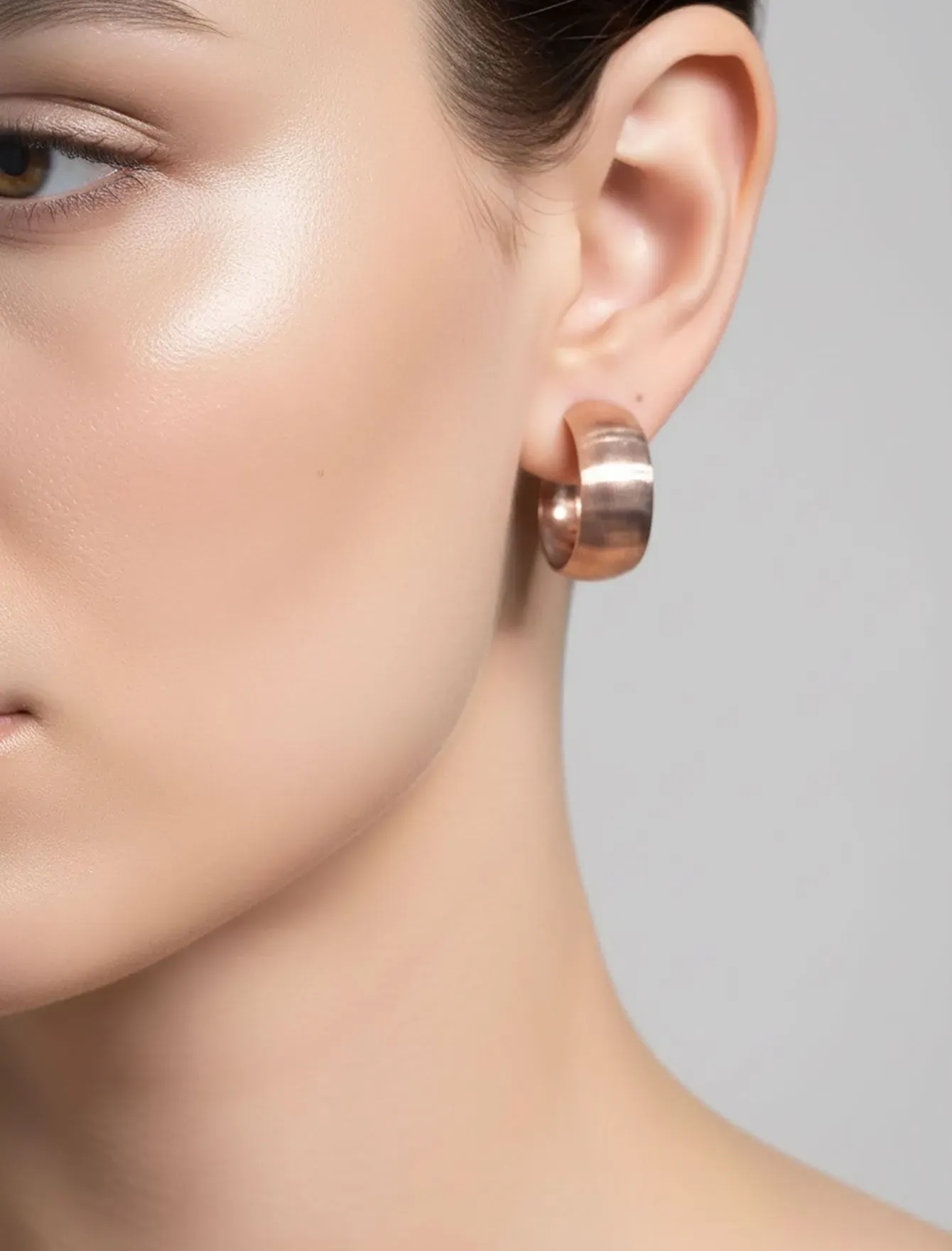 گوشواره حلقه ای پهن رزگلد زنانه
