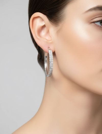 گوشواره حلقه‌ای نگین‌دار زنانه M1004