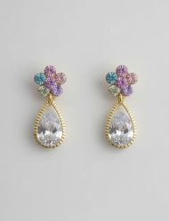 گوشواره زنانه اشکی با سنگ های درخشان