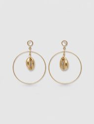 گوشواره آویزی حلقه‌ای صدف طلایی