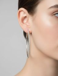 گوشواره حلقه‌ای نگین‌دار زنانه مینیمال