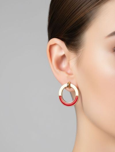 گوشواره حلقه ای دورنگ N1021