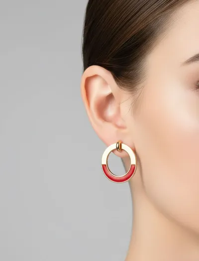 گوشواره حلقه‌ای دورنگ مینیمال