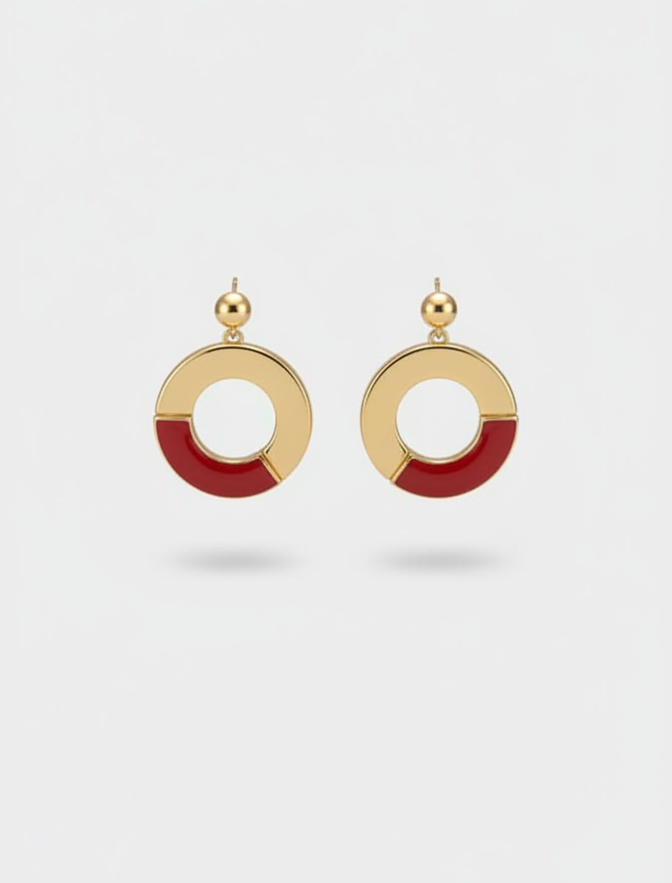 گوشواره حلقه‌ای دورنگ مینیمال