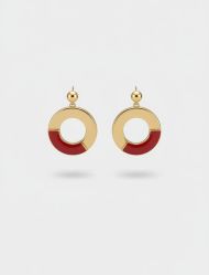 گوشواره حلقه‌ای دورنگ مینیمال