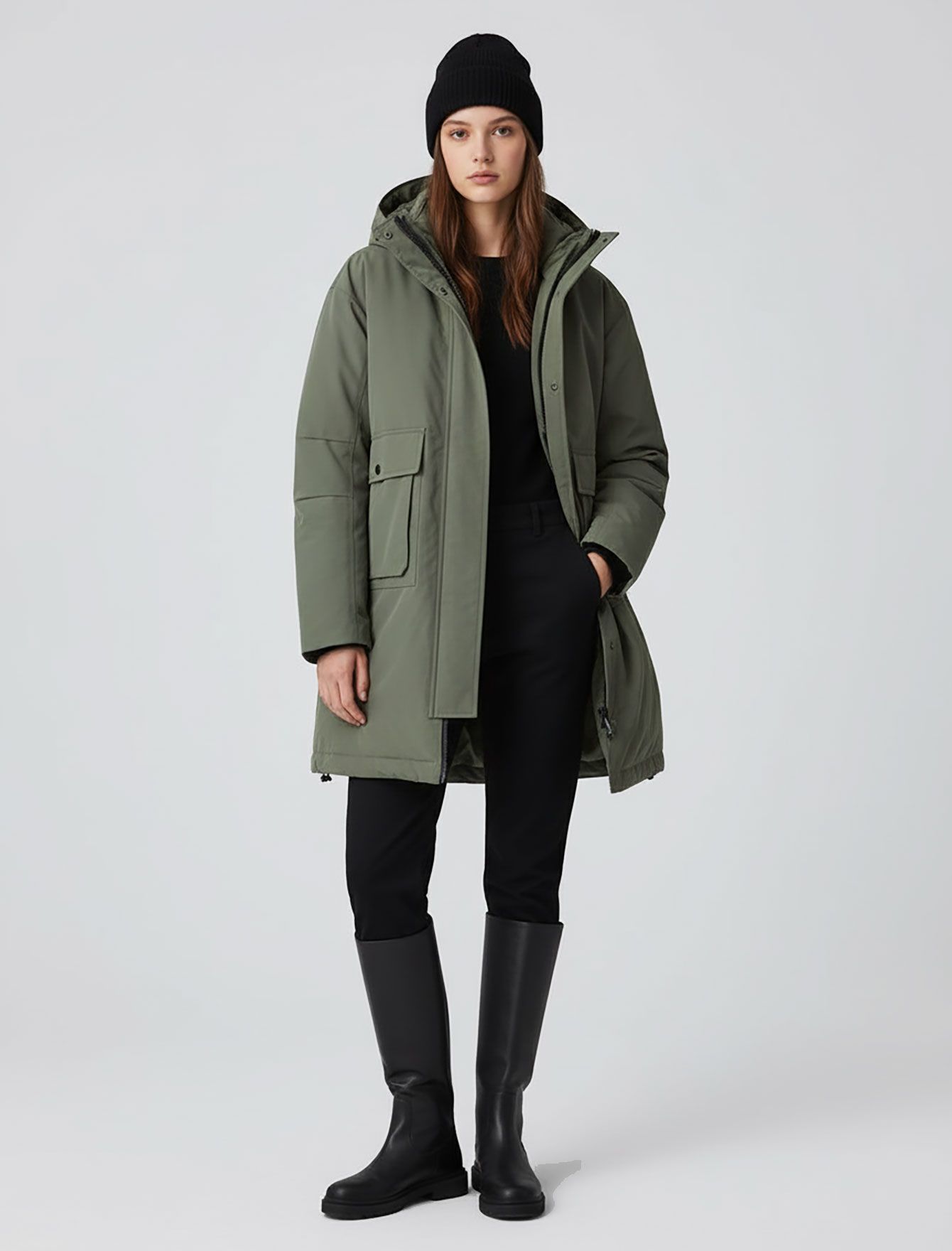 کاپشن پارکا زنانه کلاهدار