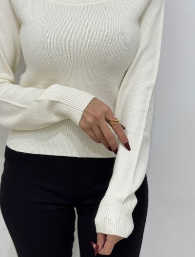 پلیور بافت یقه شولدر زنانه 1094