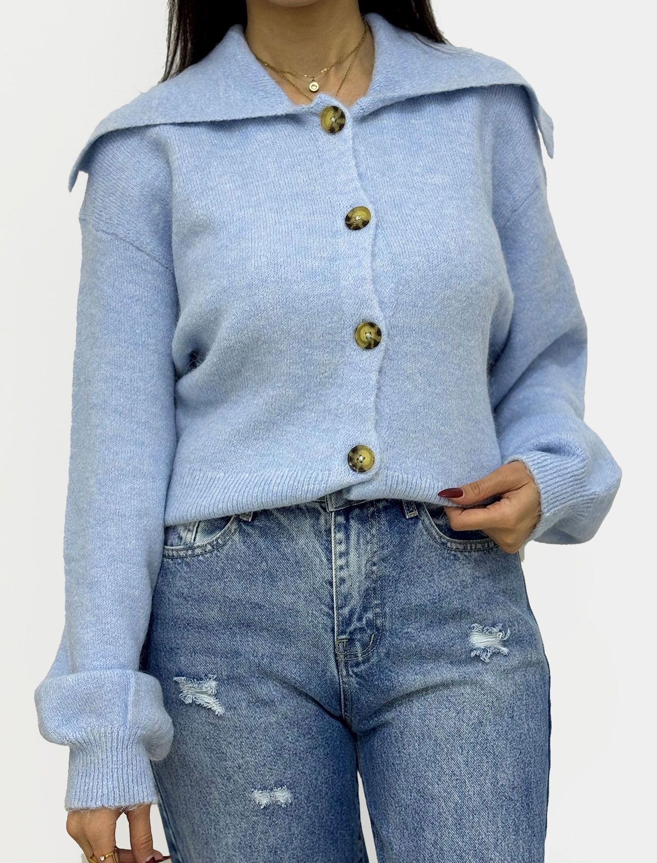 سویتر بافت زنانه یقه افتاده