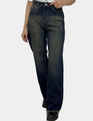 شلوار جین نیم بگ زنانه لبه ریش‌دار 1108