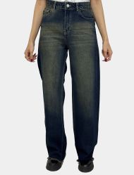 شلوار جین نیم بگ زنانه لبه ریش‌دار 1108