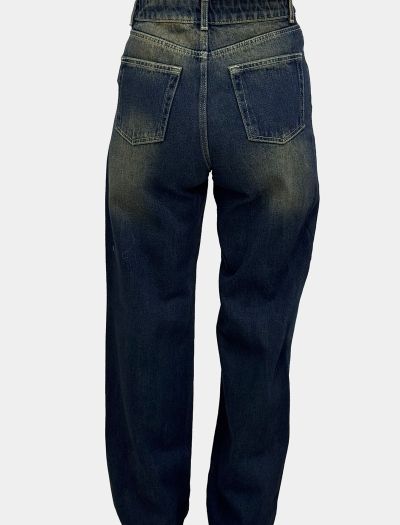 شلوار جین نیم بگ زنانه لبه ریش‌دار 1108