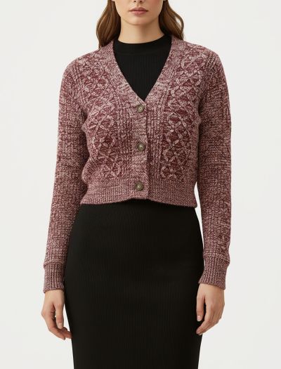 پلیور بافت کراپ دکمه دار زنانه 1118