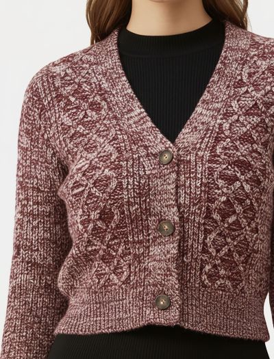 پلیور بافت کراپ دکمه دار زنانه 1118