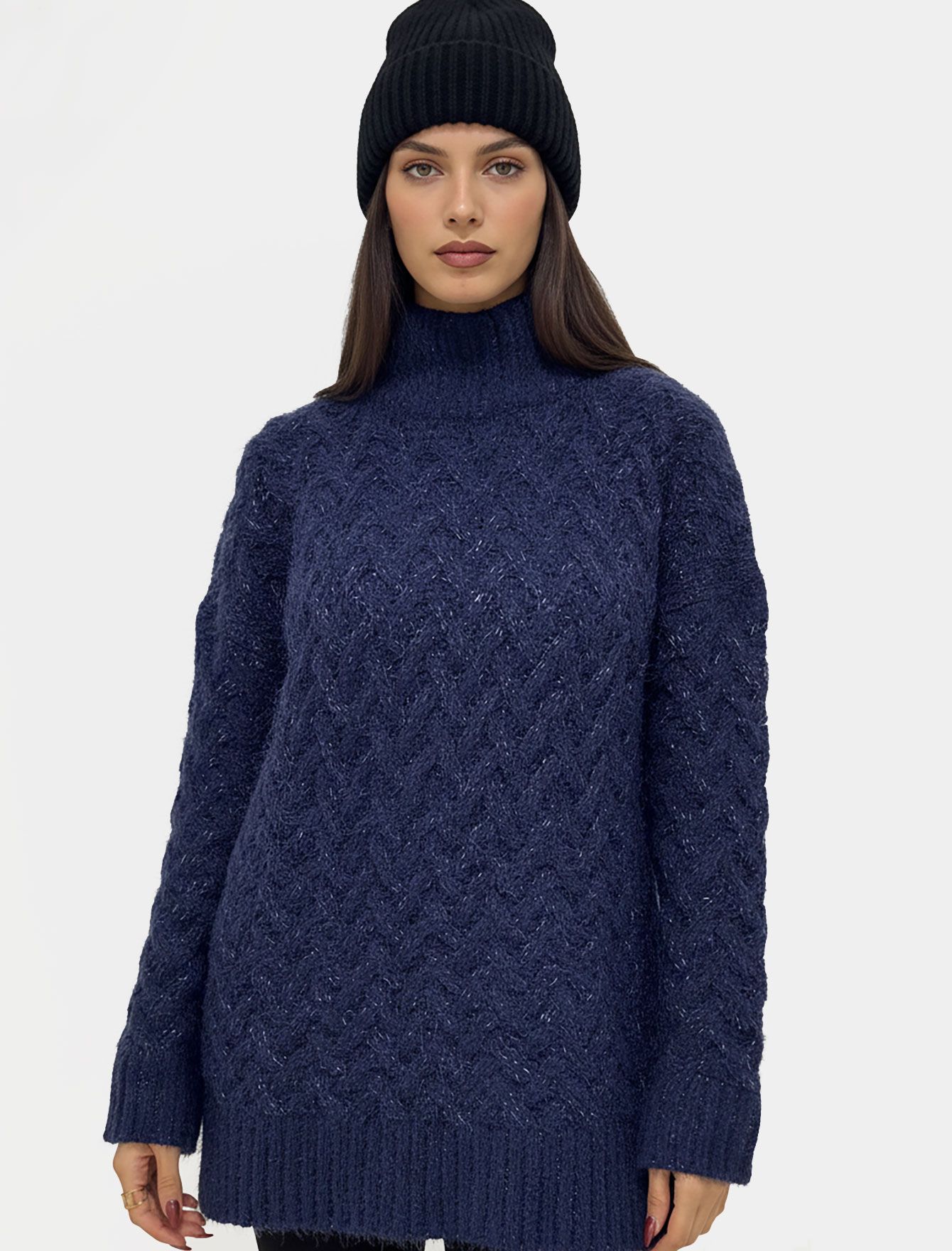 سویتر بافت درشت یقه اسکی زنانه 1080