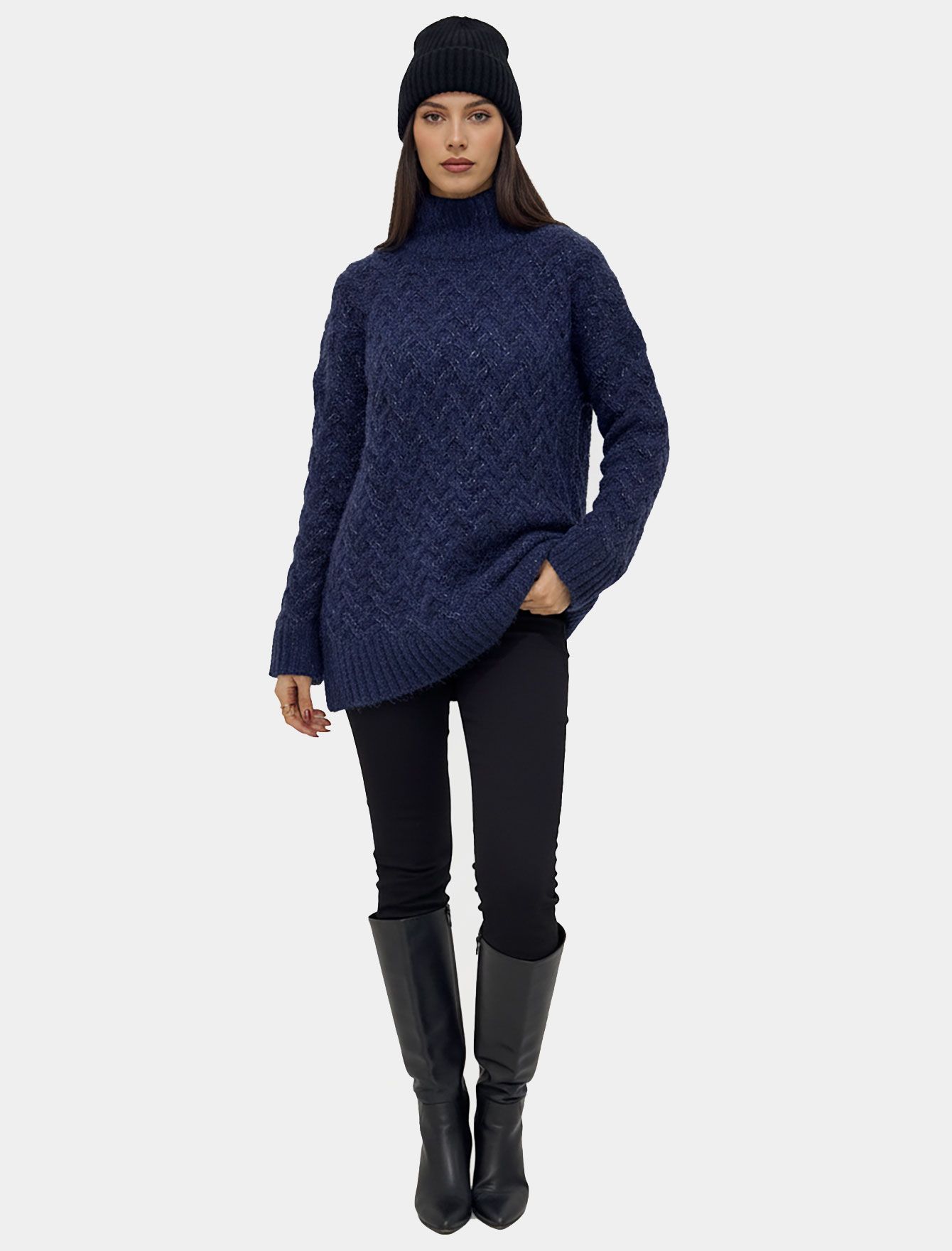 سویتر بافت درشت یقه اسکی زنانه 1080