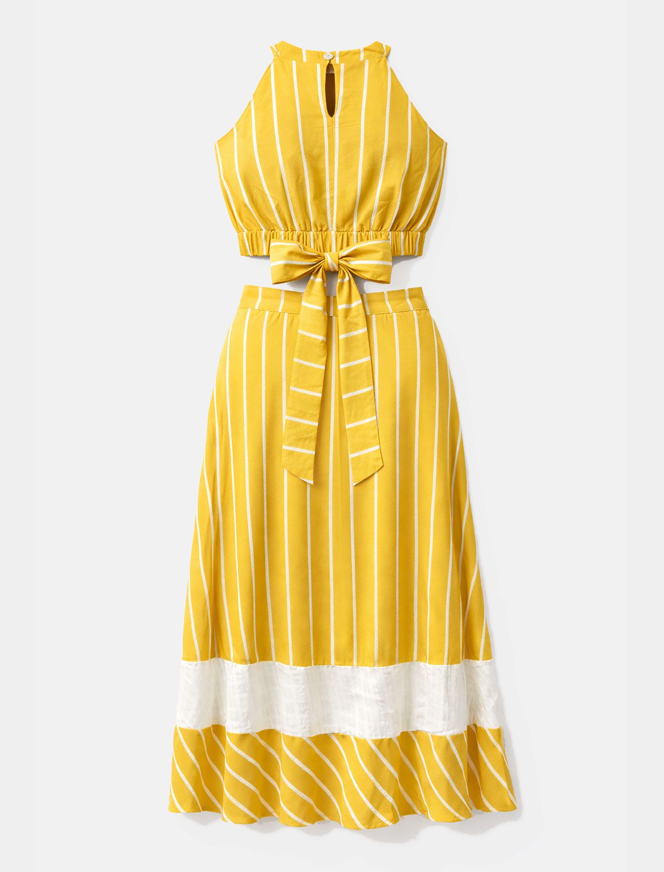 ست کراپ دامن زنانه بلند راه‌راه