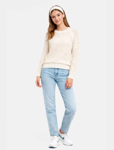 پلیور بافت مشبک یقه گرد زنانه 1115