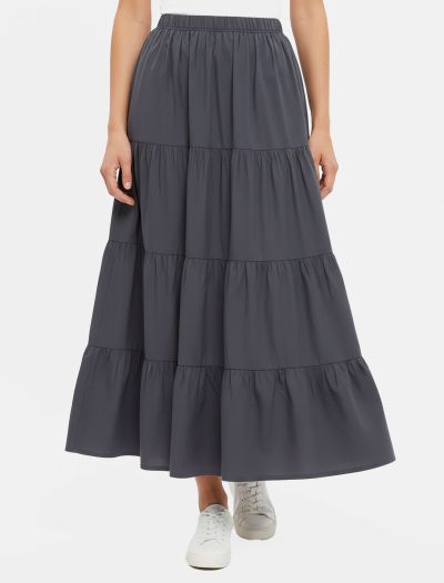 دامن زنانه چین دار طوسی