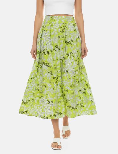 دامن ماکسی زنانه نخی طرح گل لیمویی
