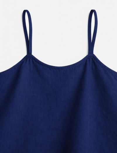 تاپ نخی زنانه چین دار سرمه ای