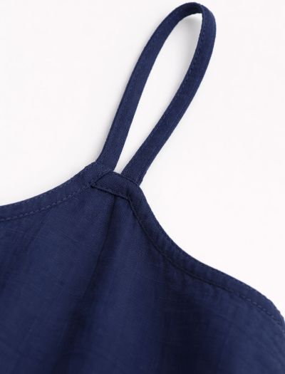 تاپ نخی زنانه چین دار سرمه ای