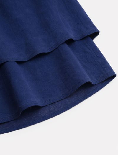 تاپ نخی زنانه چین دار سرمه ای