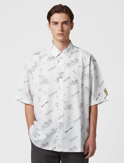 پیراهن مردانه طرحدار آستین کوتاه