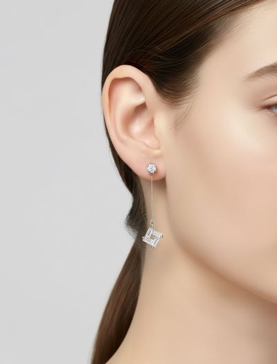 گوشواره آویز کریستالی مینیمال زنانه