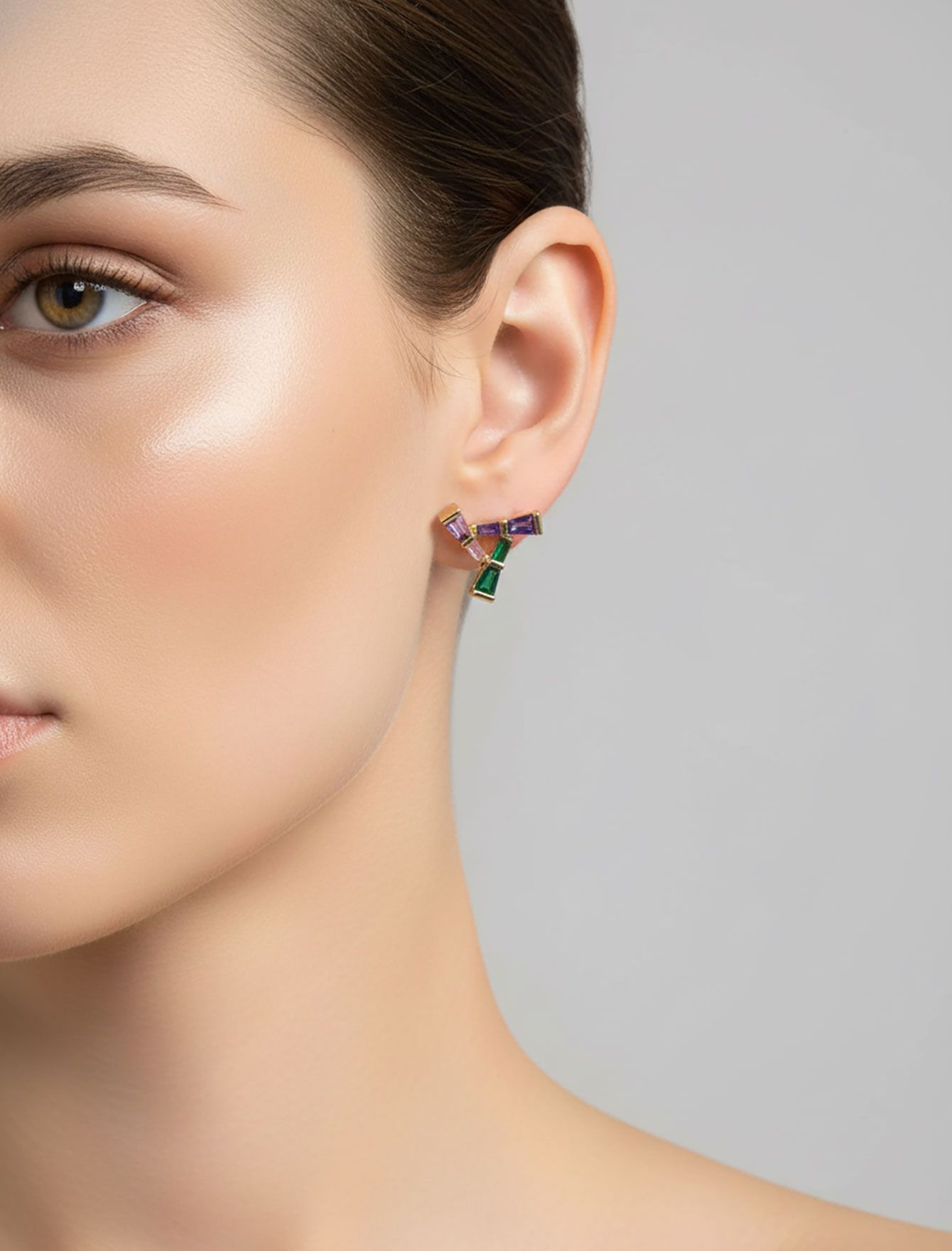 گوشواره میخی نگین رنگی زنانه