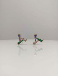 گوشواره میخی نگین رنگی زنانه