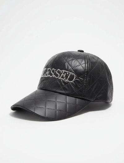 کلاه کپ چرم زنانه مشکی