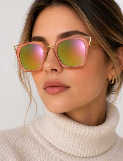 عینک آفتابی زنانه فریم رنگی UV400 شیک