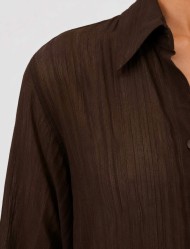 شومیز زنانه پری شیشه‌ای قهوه ای رنگ