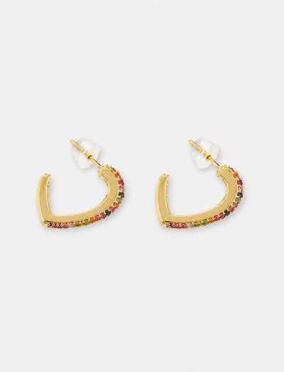 گوشواره حلقه ای نگین دار طلایی رنگ
