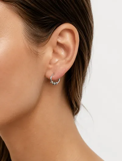 پیرسینگ گوش دخترانه حلقه ای رنگ نقره‌ای