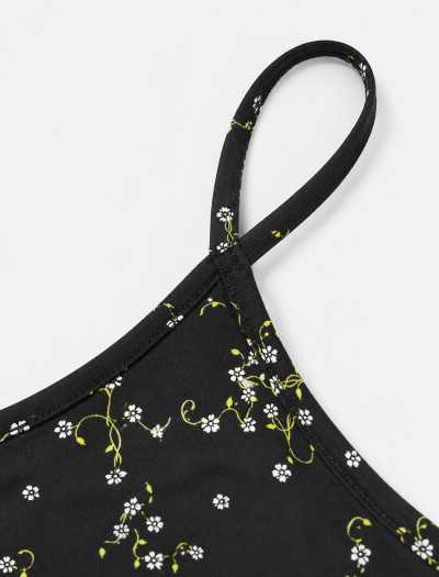 تاپ زنانه طرح گلدار زمینه مشکی