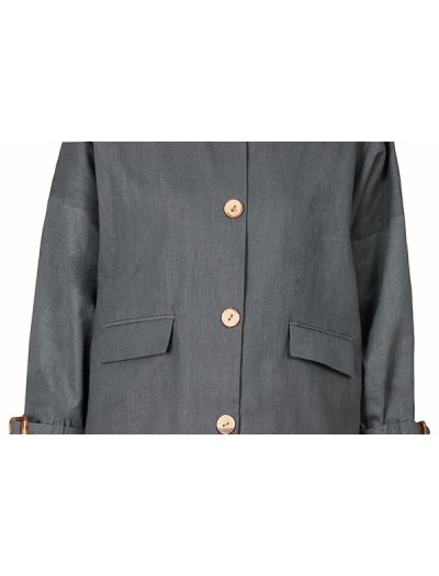 کت لینن زنانه دکمه چوبی طرح مینیمال