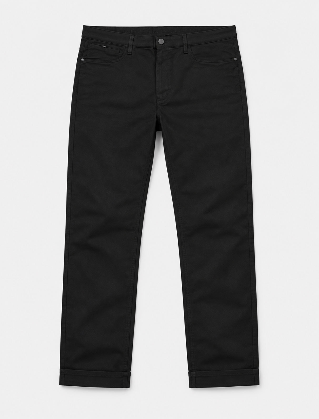 شلوار مردانه راسته مشکی مدل 1804 با فیت کلاسیک و لبه پاچه تا شده